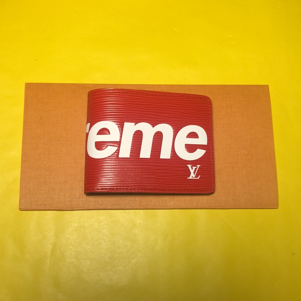 🆕🟠 Supreme x Louis Vuitton 🟠 red 'Slender Wallet' - Picture 5 of 11